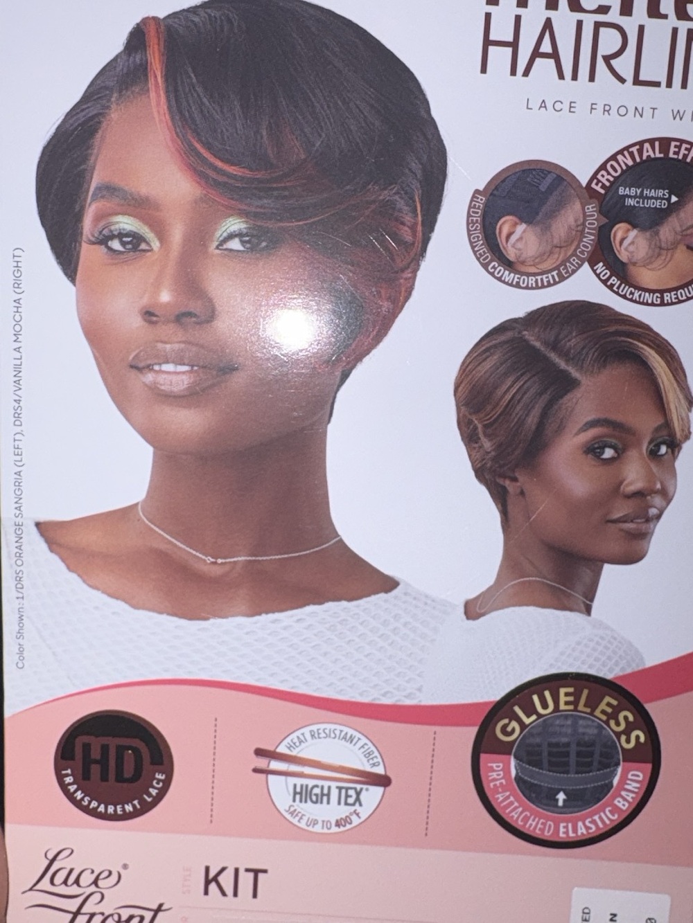 Women Hair Wig Kit - Black with Copper Highlights